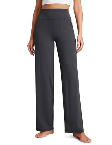 CRZ YOGA Womens Butterluxe High Waist Wide Leg Pants with Pockets 31" - Buttery Soft Comfy Casual Yoga Lounge Mysterious Grey X-Small | Amazon (US)