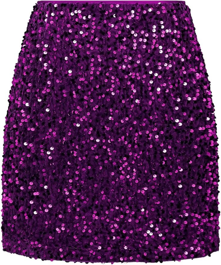 IDEALSANXUN Sequin Skirts for Women Trendy 2023 Sparkly Mini Skirt | Amazon (US)