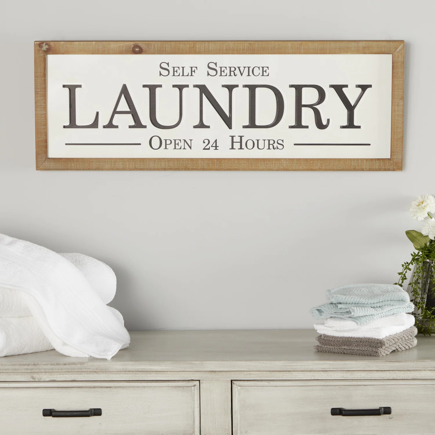 Metal Laundry Sign White Wall Decor | Wayfair North America