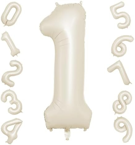 40 Inch Cream Number 1 Balloon, Beige Large 1st Birthday Balloons, Digital 1 Cream White Giant 1 ... | Amazon (US)