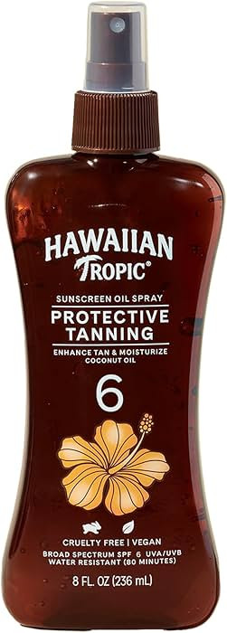 Hawaiian Tropic Island Tanning Oil Spray Sunscreen SPF 6, 8oz | Tanning Sunscreen, Moisturizing B... | Amazon (US)
