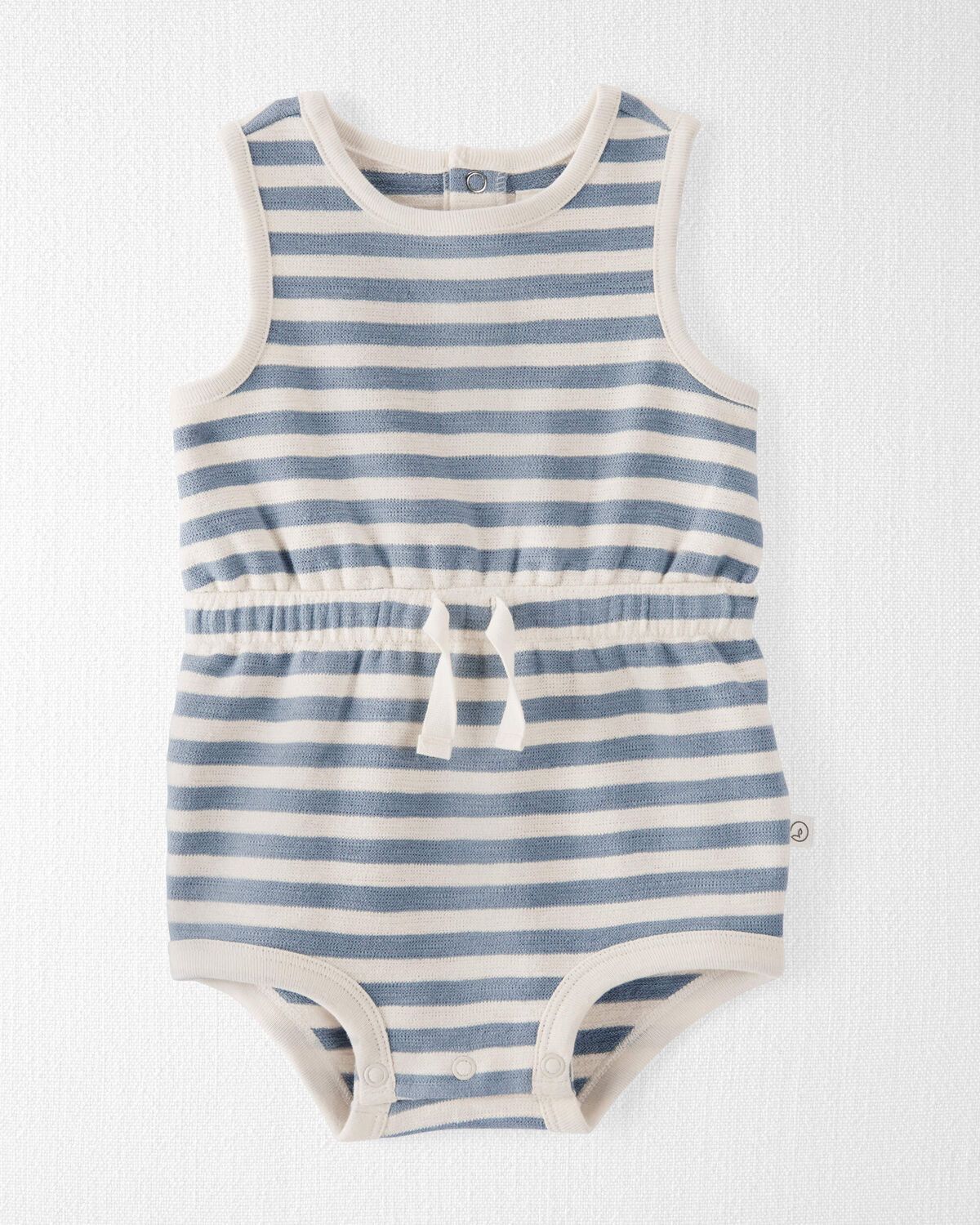 Rhino Grey Baby Organic Cotton Blue Striped Bubble Romper | carters.com | Carter's