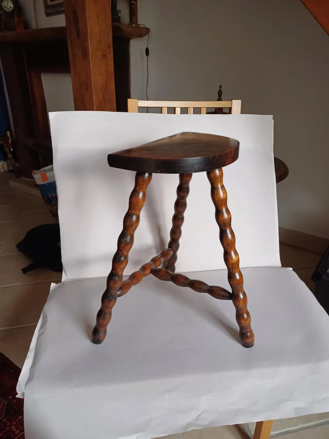 A Lovely Vintage, 18" French Hand Made Milk, D Shape, Bench Stool, Bobbin Legs, Mini Bench, Plant... | Etsy (US)