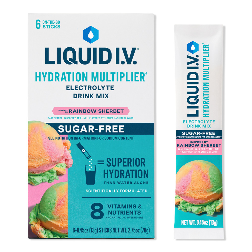 LIQUID I.V. Hydration Multiplier Electrolyte Drink Mix Sugar Free Rainbow Sherbet - 6 ct | Ulta
