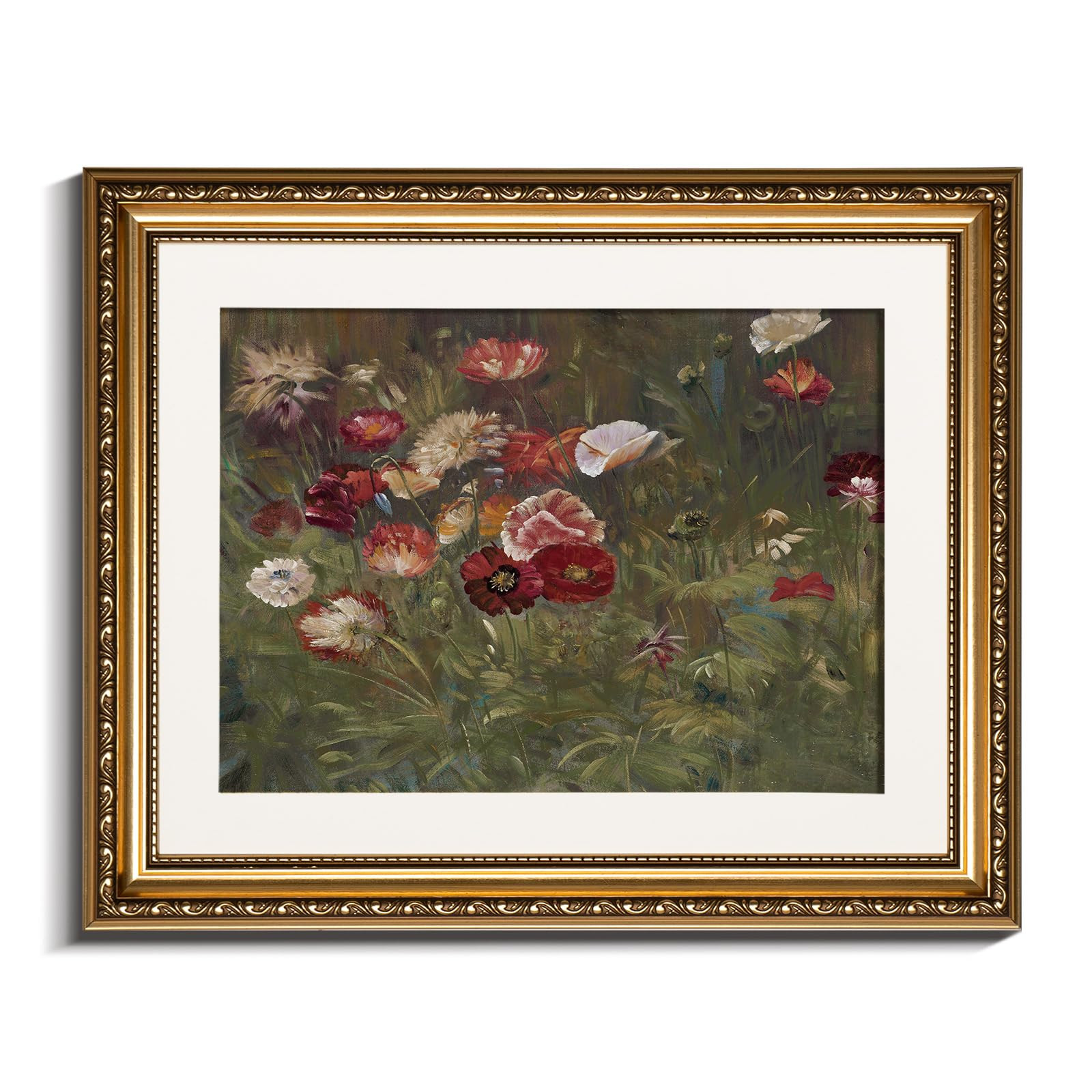 InSimSea Gold Picture Framed Wall Art, Living Room Bedroom Bathroom Vintage Flowers Poppies Pictu... | Amazon (US)