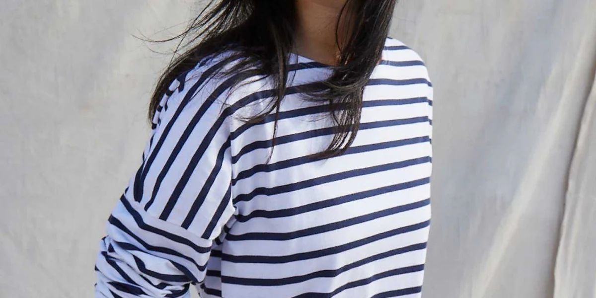 MINQUIERS DROP II - Drop-Shoulder Breton Striped Shirt | Soft Cotton | Straight Fit (WHITE / NAVY... | Saint James USA