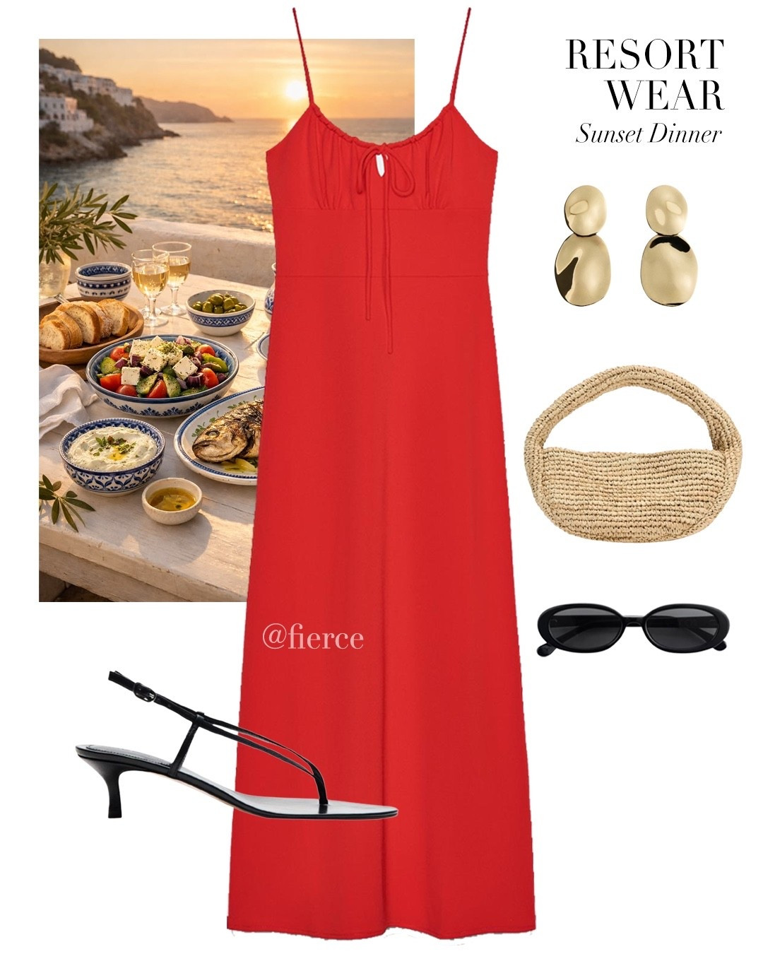 Red dress mini raffia bag resort wear evening outfit beach holiday dinner

#LTKuk #LTKsummer #LTKtravel