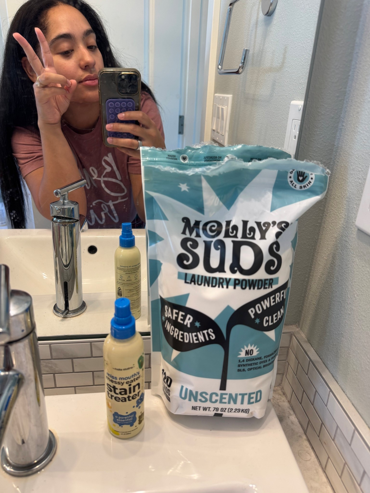 My favorite non toxic laundry duo for Galileo’s clothes! This stain remover actually works !! 
