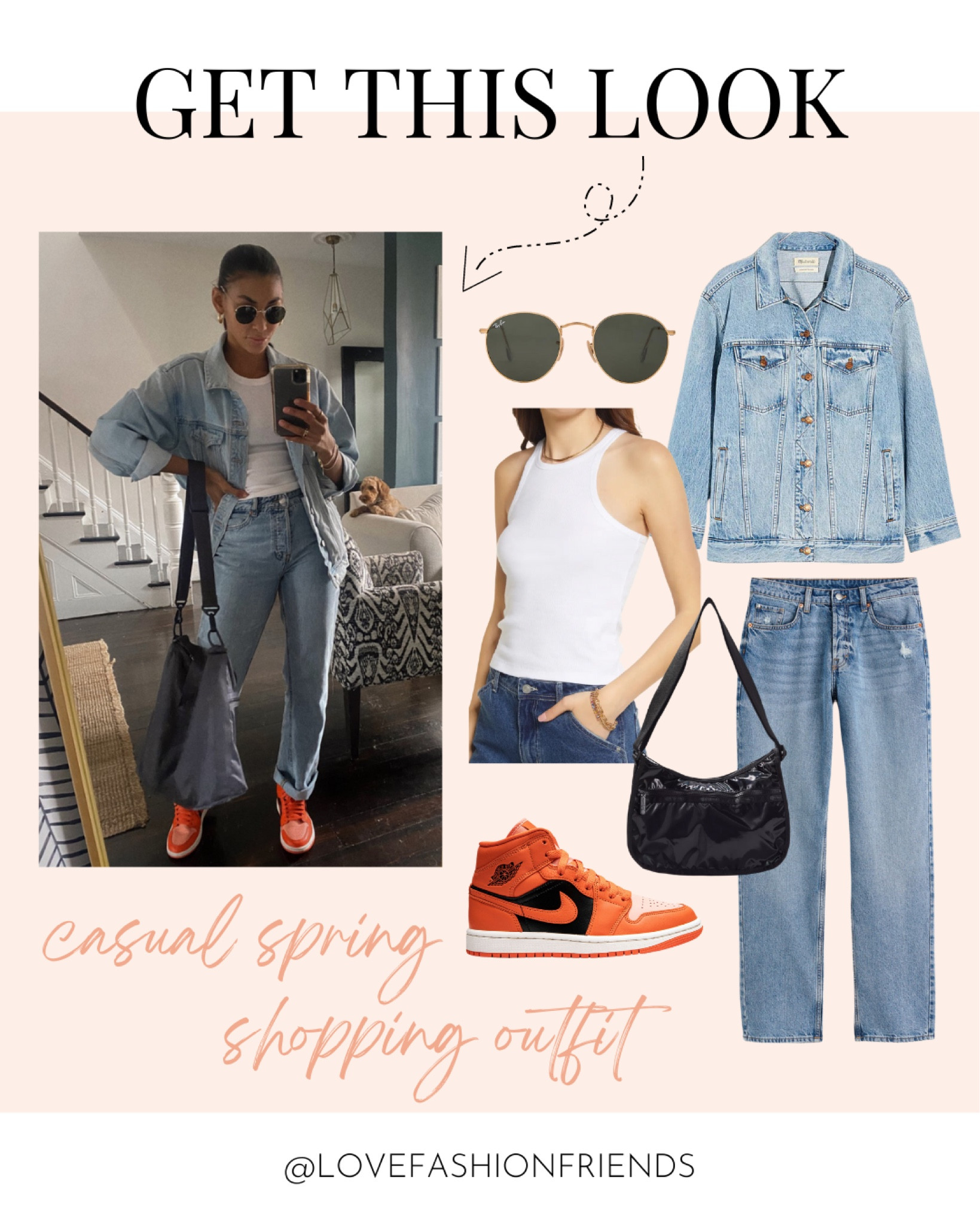 Casual spring outfit, jeans, denim jacket, sneakers 

#LTKunder100 #LTKstyletip #LTKunder50