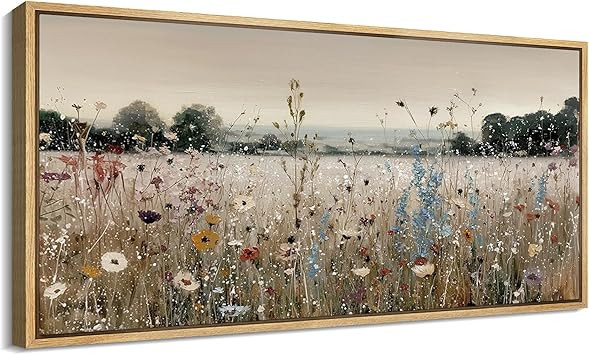 MUDECOR Extra Large Framed Canvas Print Wall Art Wildflower Meadow Landscape Blooming Field Illus... | Amazon (US)