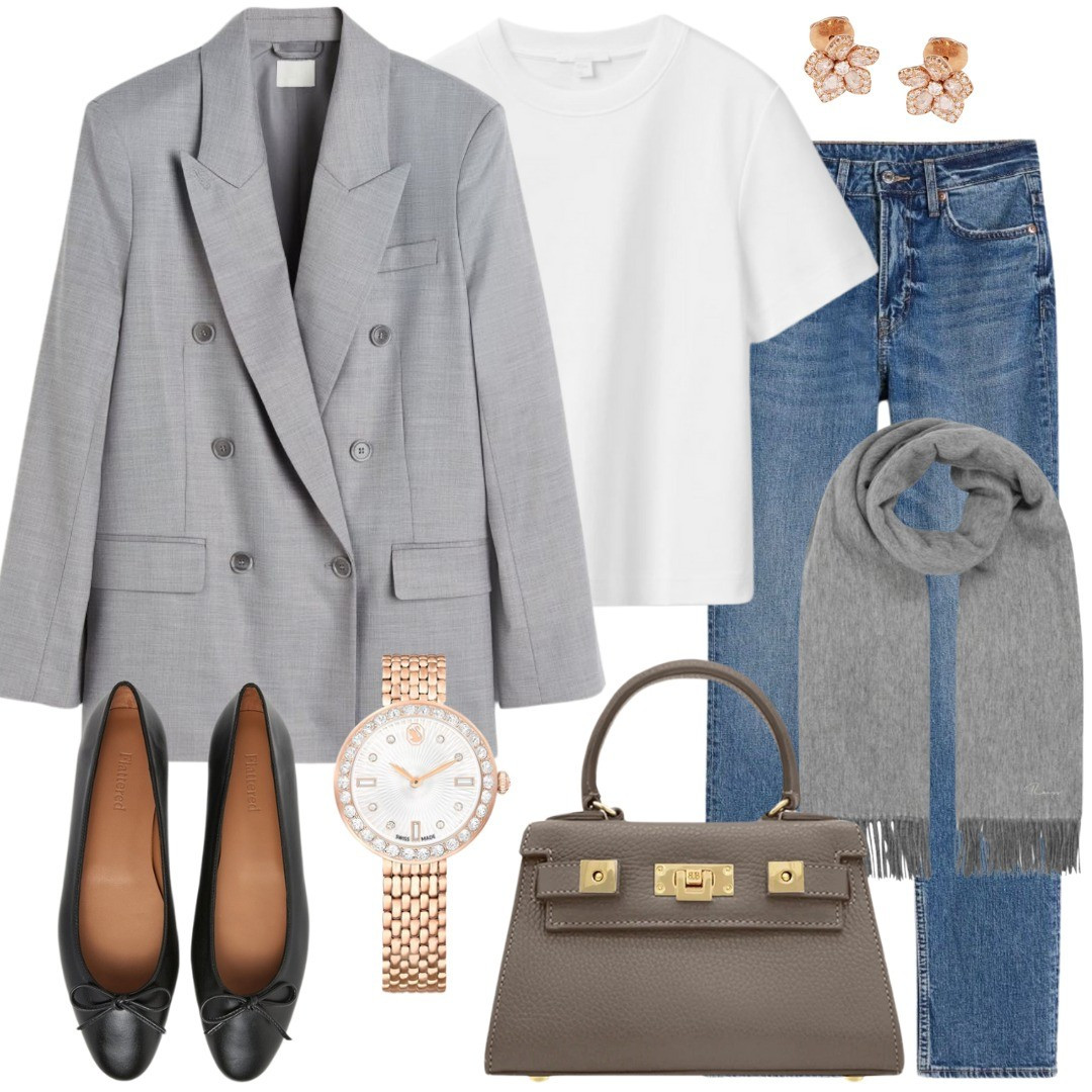 Grey blazer styling, ballet flats, ballerinas, denim look, jeans styling, white t-shirt

#LTKworkwear #LTKshoecrush #LTKfindsunder100