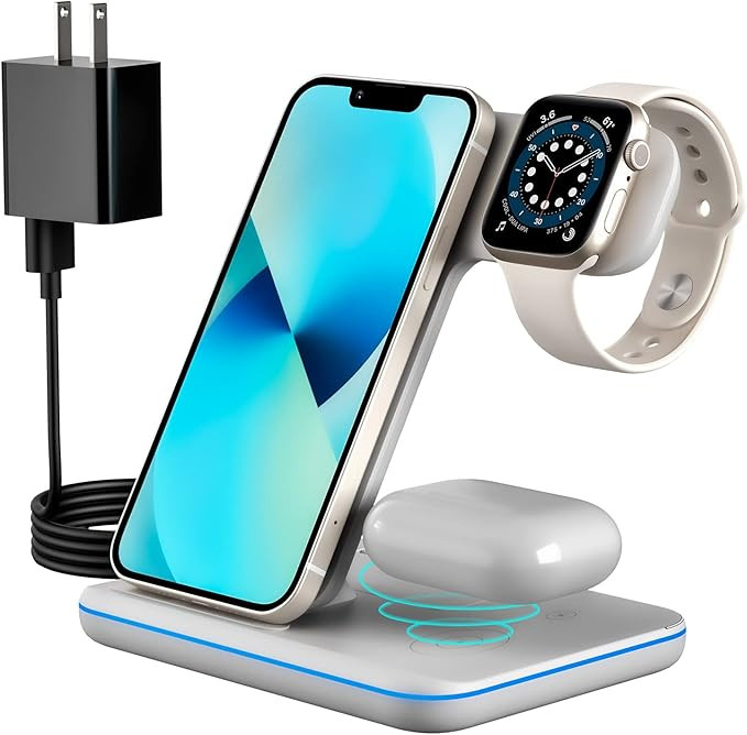 Wireless Charger 3 in 1, Fast Charging Station Compatible for iPhone 13 Pro Max/13/12/11/X/XS/XR/... | Amazon (US)