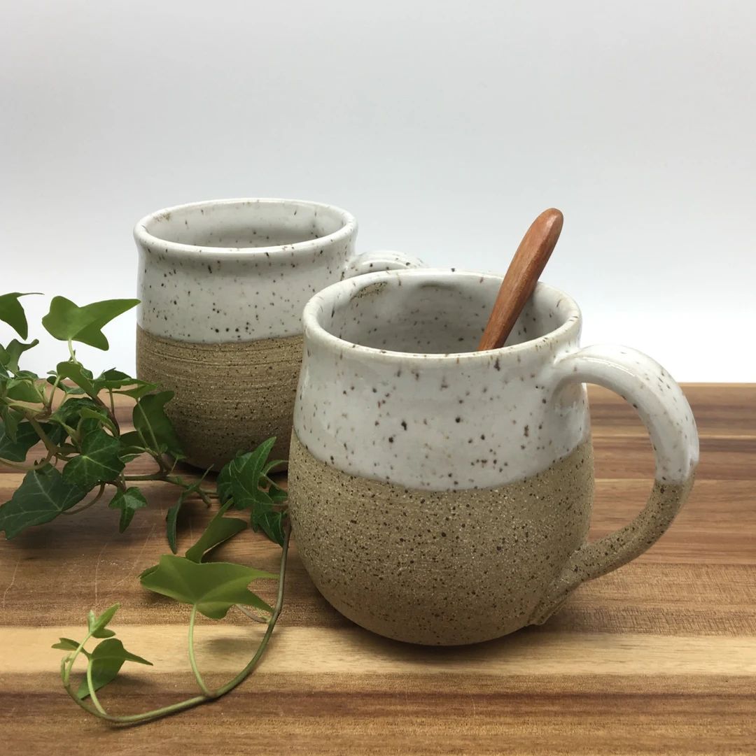 Coffee Tea Mug Latte Mug Green White and Blue Glazes - Etsy | Etsy (US)