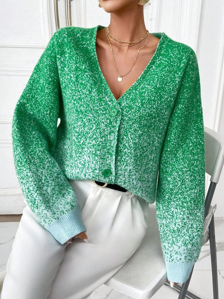 SHEIN Essnce Ombre Drop Shoulder Cardigan | SHEIN