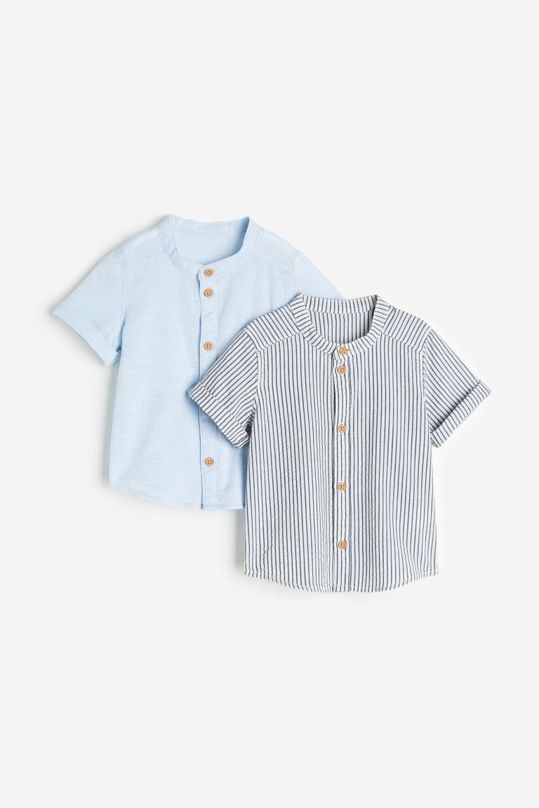 2-pack cotton grandad shirts | H&M (UK, MY, IN, SG, PH, TW, HK)