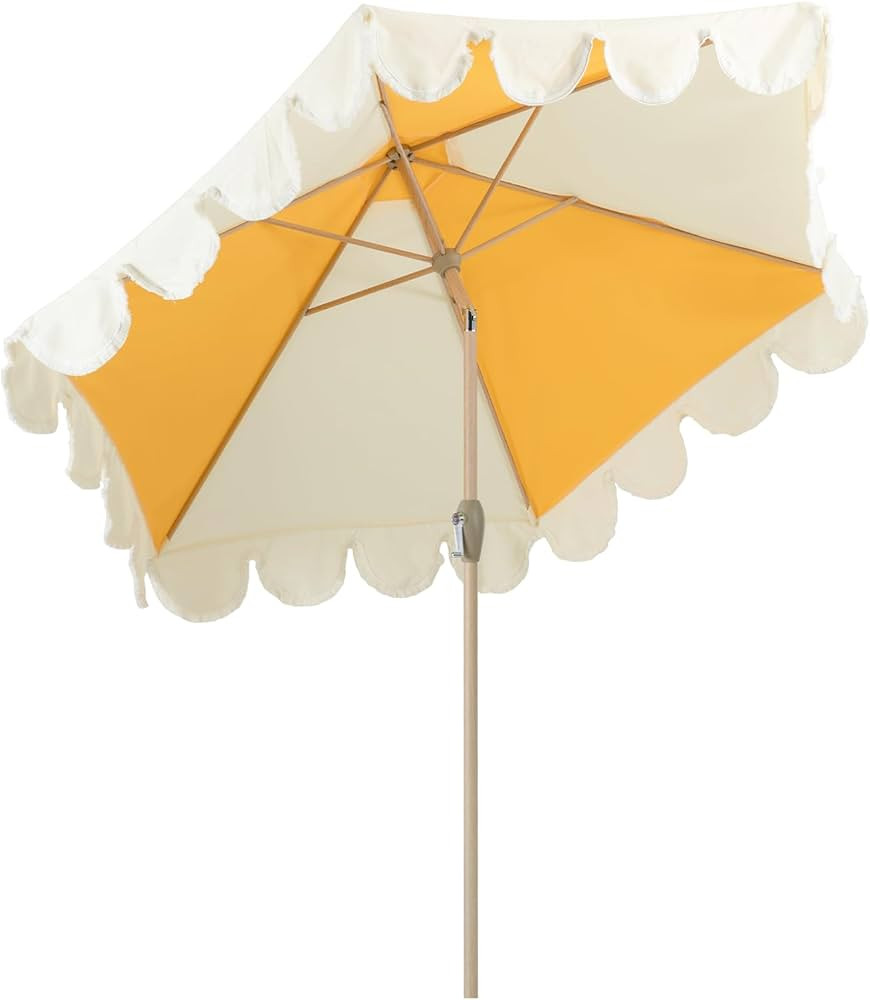 Tempera 9ft Scalloped Patio Umbrellas with Fringe, Market Umbrellas with Water-Resistant and Fade... | Amazon (US)
