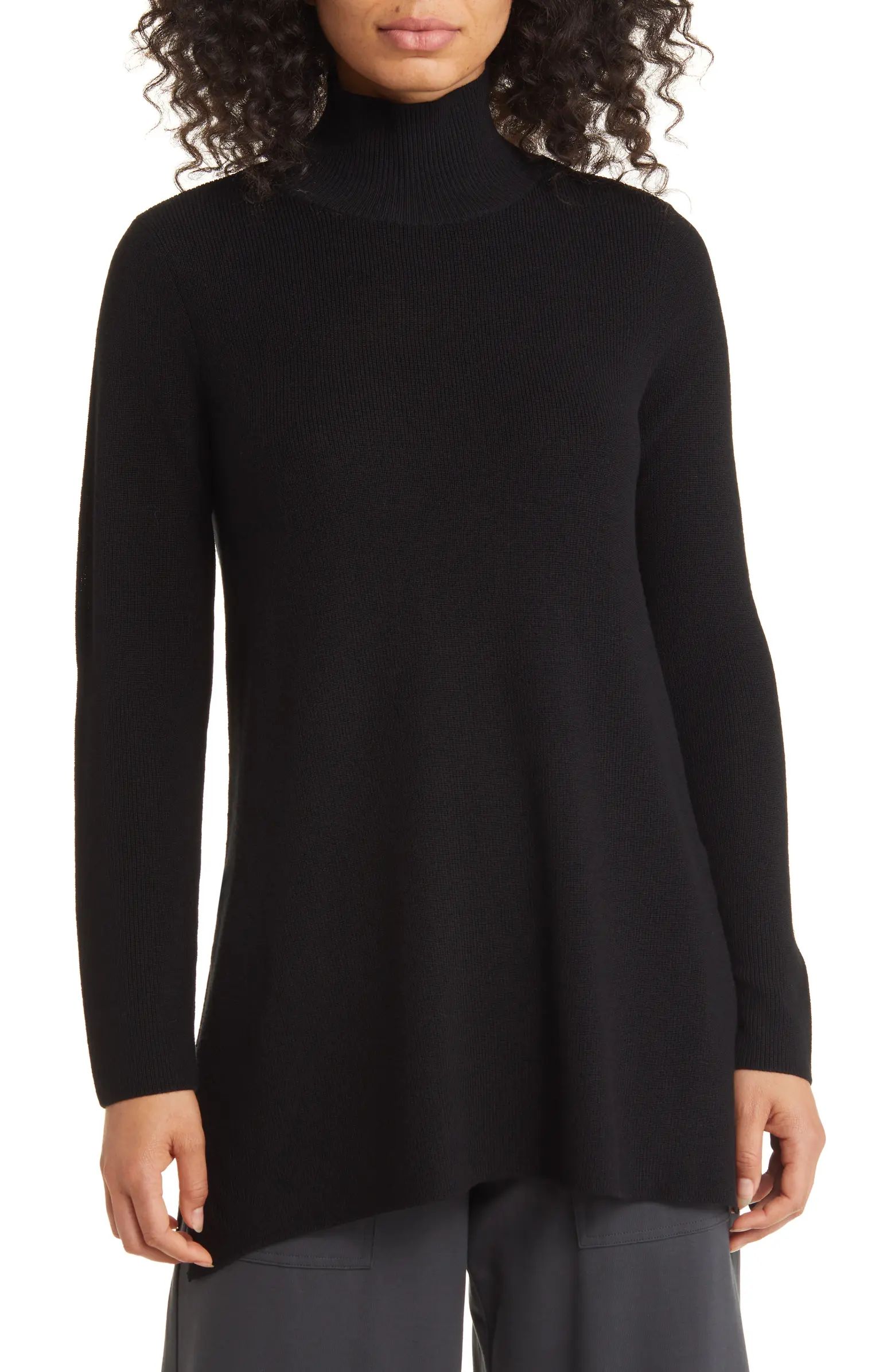 Eileen Fisher Side Slit Merino Wool Tunic Sweater | Nordstrom | Nordstrom