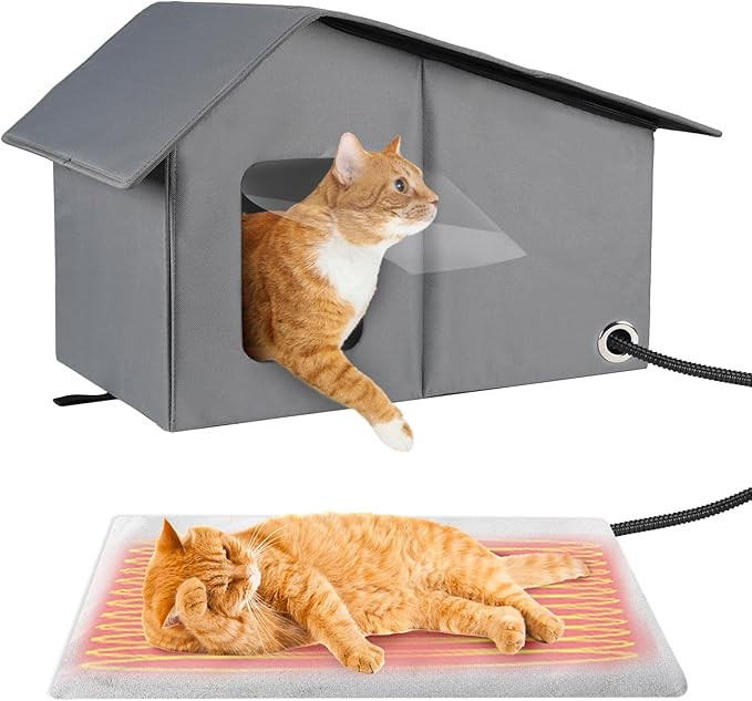 Large Heated Cat House, Waterproof Outdoor Cat Shelter for Winter with Thermostatic Heating Pad a... | Amazon (US)