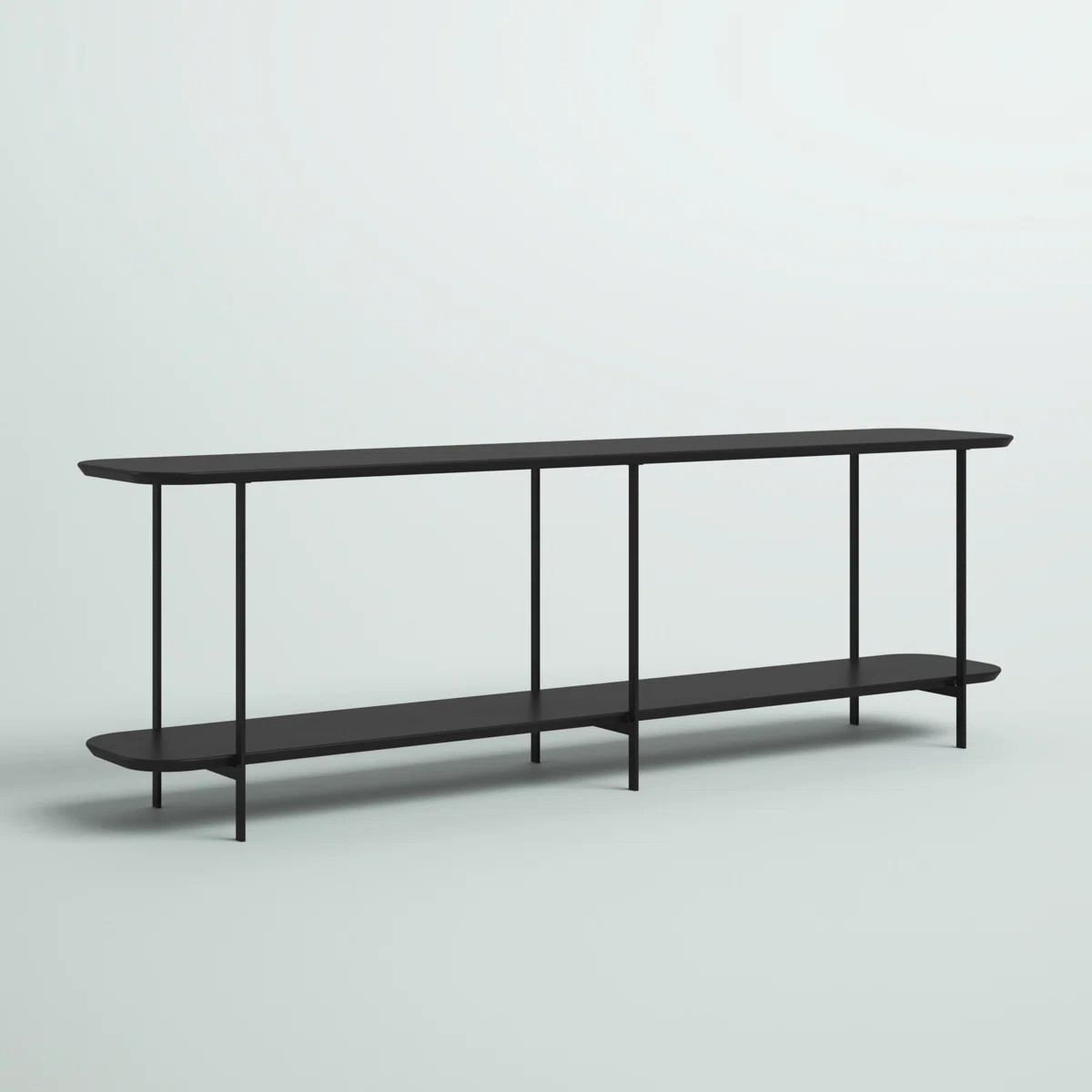 Celine 71" Contemporary Modern Console Table with 2 Shelves in Black | Wayfair North America