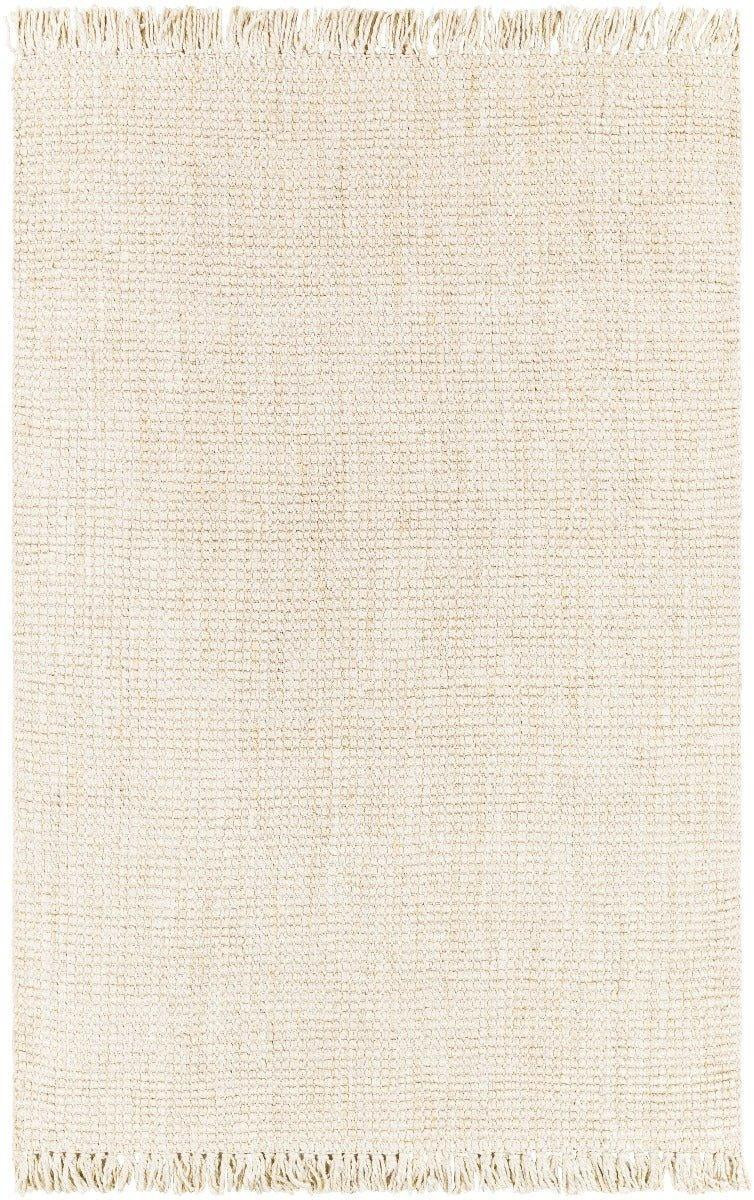 Textured Cream Hand Woven Jute Rug with Fringe, Available in a Variety of Sizes | The Well Appointed House, LLC