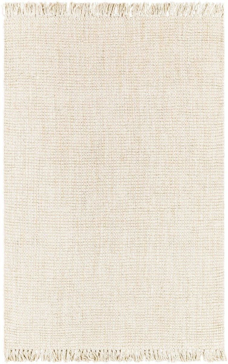 Textured Cream Hand Woven Jute Rug with Fringe, Available in a Variety of Sizes | The Well Appointed House, LLC