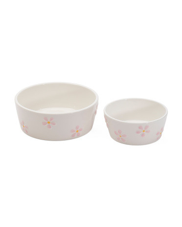 Set Of 2 Daisy Embossed Pet Bowls | Marshalls