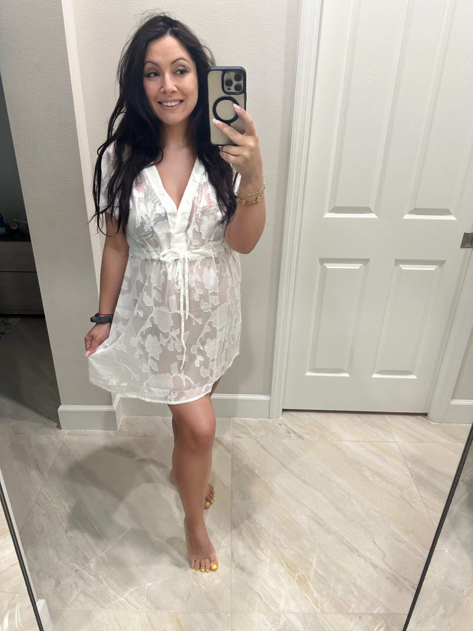 Beautiful lace cover up that is pretty even over the baby bump! Comes in different colors but all are gorgeous! Pool party here I come! 

#poolparty #whiteparty #bumpfashion #bumpbeachfashion 

#LTKSwim #LTKSeasonal #LTKBump
