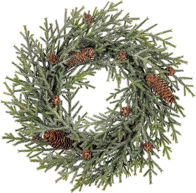 18 inch Christmas Wreath, Small Christmas Wreath for Front Door Christmas Door Wreaths Norfolk Pi... | Amazon (US)