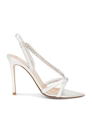 Gianvito Rossi Nappa Silk Heels in Silver - Metallic Silver. Size 36 (also in ). | FWRD 