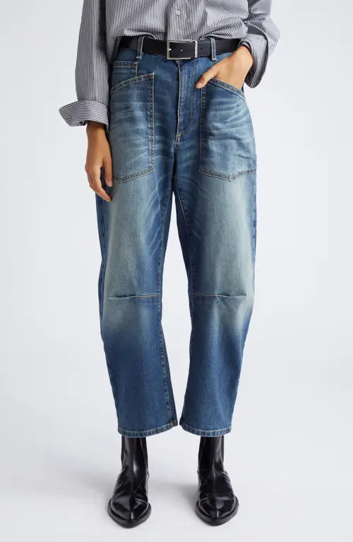 Nili Lotan Shon Barrel Jeans in Classic Wash at Nordstrom, Size 27 | Nordstrom