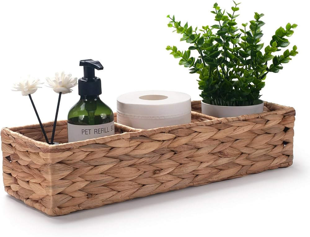 Water Hyacinth Toilet Tank Basket for Toilet Paper Rolls Wicker Baskets for Shelves Tampon Storag... | Amazon (US)