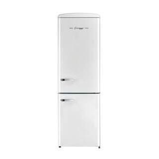 Classic Retro 23.6 in 11.7 cu. ft. Frost Free Retro Bottom Freezer Refrigerator in Marshmallow Wh... | The Home Depot