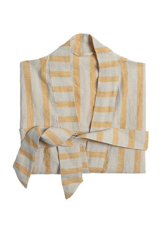 Parachute Linen Stripe Robe in Yellow,Beige | FWRD 