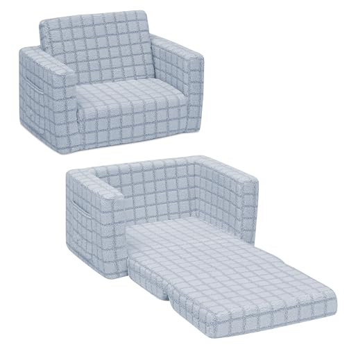 Delta Children Checkered Cozee Flip-Out Kids Chair, Snuggly Sherpa-Like Foam Convertible Armchair... | Amazon (US)