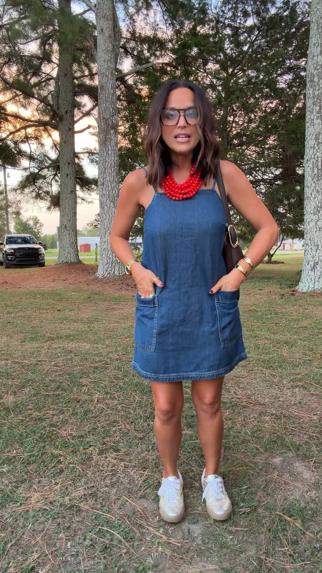 If it’s still 95 degrees where you live too this is the perfect Game day outfit to not sweat to death! This dress is so versatile and can go from game day to a concert look or layered with a cute top underneath and boots this fall. I’m wearing a size 4 in it!

#LTKootd #LTKPetite #LTKSeasonal