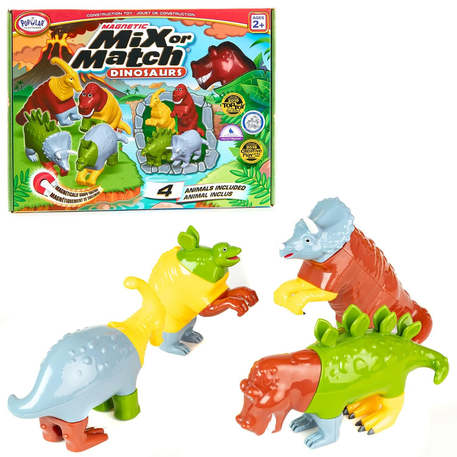 Magnetic Mix or Match Dinosaurs Toy Play Set, 15 Pieces | Amazon (US)