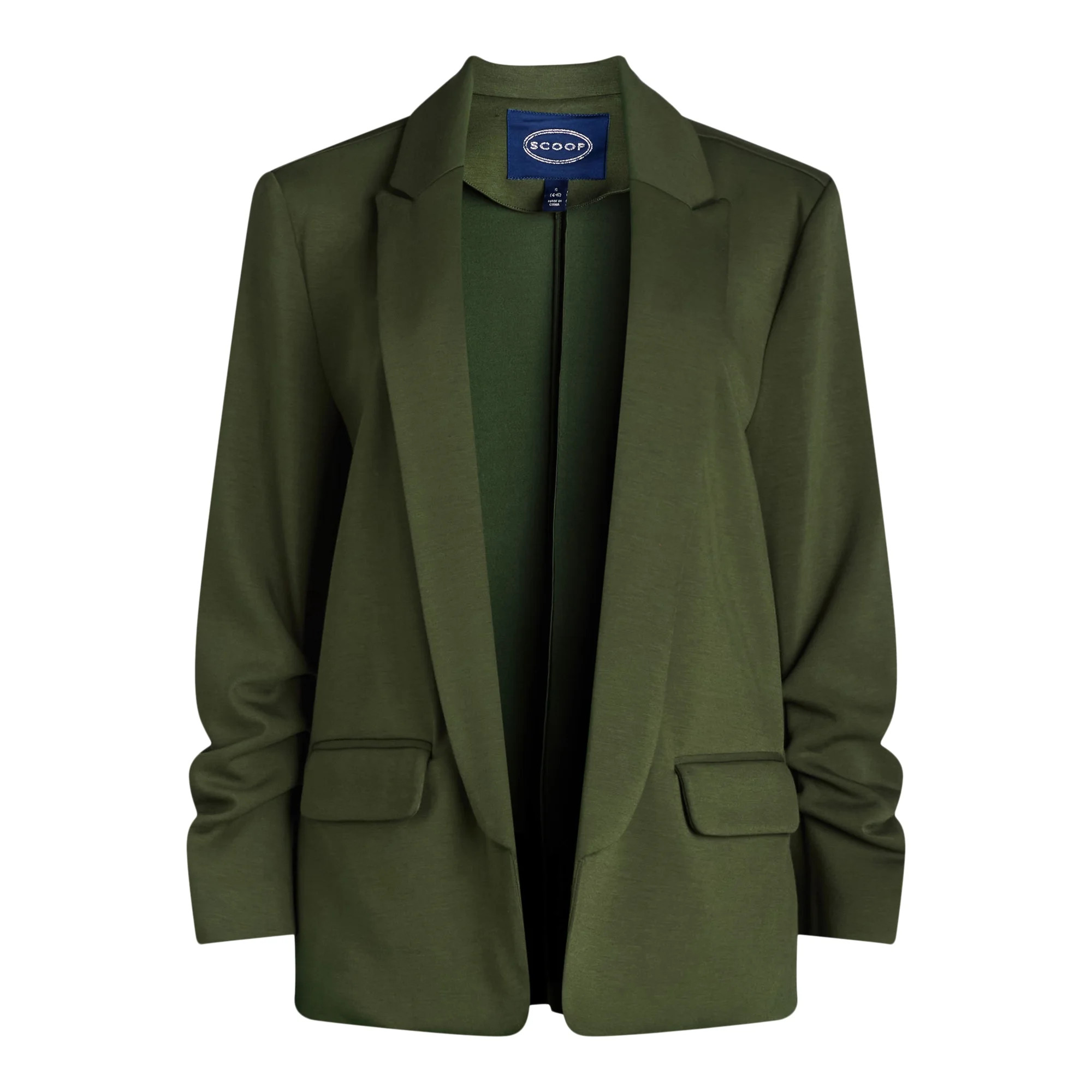 Scoop Women's and Women's Plus Relaxed Scuba Knit Stretch Blazer with Scrunch Sleeves, Sizes XS-4... | Walmart (US)