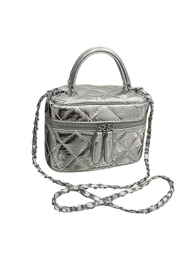 Floerns Women's Square Mini Bucket Quilted Crossbody Hobo Bag Satchel Purse with Chain Strap | Amazon (US)