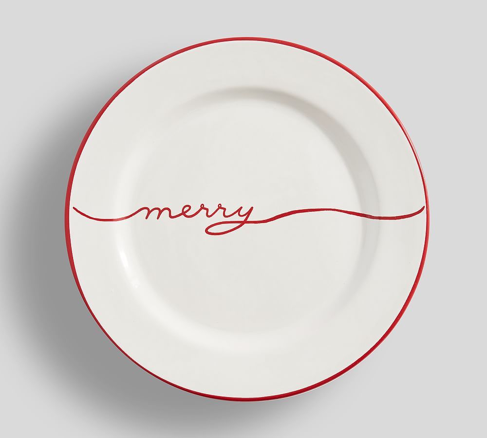 Holiday Sentiment Stoneware Salad Plates - Set of 4 | Pottery Barn (US)
