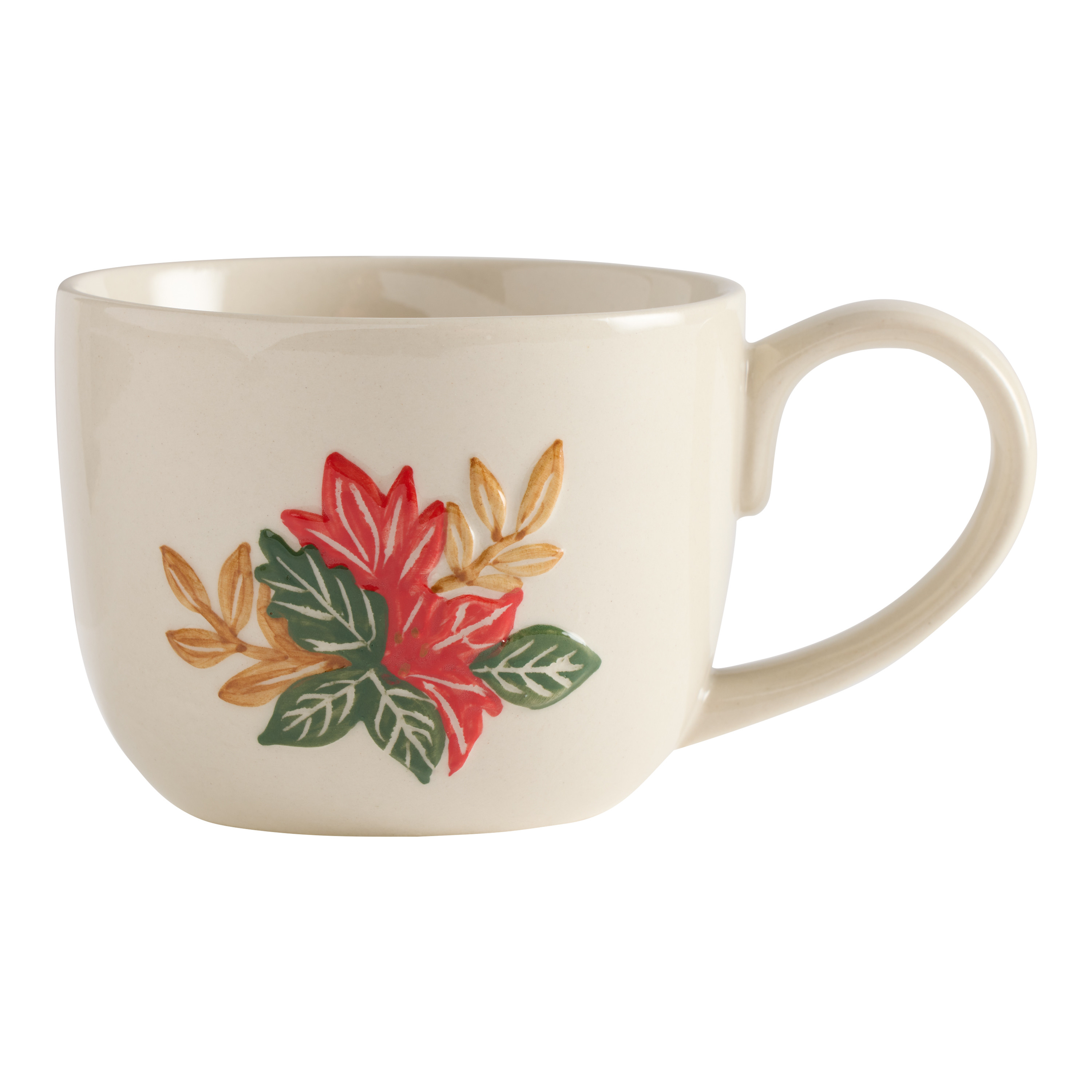 Cream Fall Foliage Hand Painted Ceramic Mug - World Market | World Market