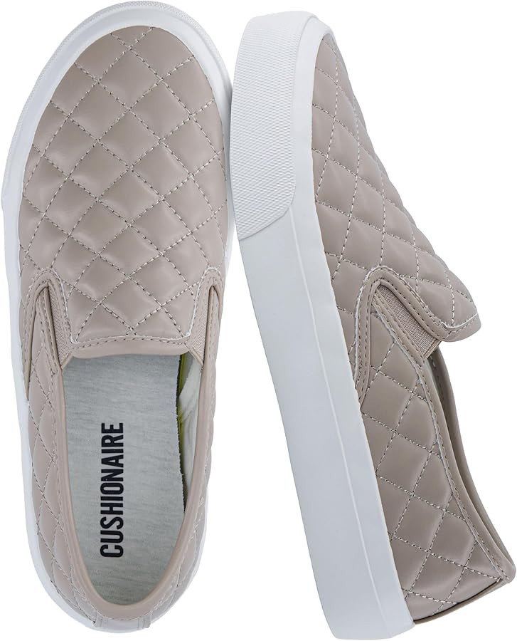 CUSHIONAIRE Faze Women’s Quilted Slip-On Sneaker – Faux Leather Casual Shoe with Memory Foam ... | Amazon (US)