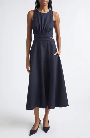 Hazel Cutout Detail Linen & Cotton Dress | Nordstrom