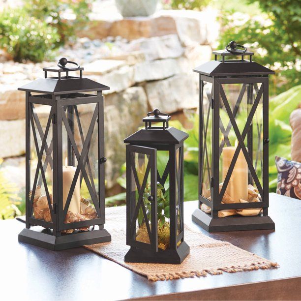 Better Homes & Gardens Crossbar Metal Outdoor Lantern | Walmart (US)