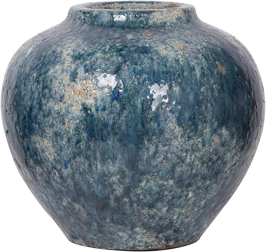 A and B Home D2722 Small Firth Glazed Decorative Round Vase, Blue | Amazon (US)