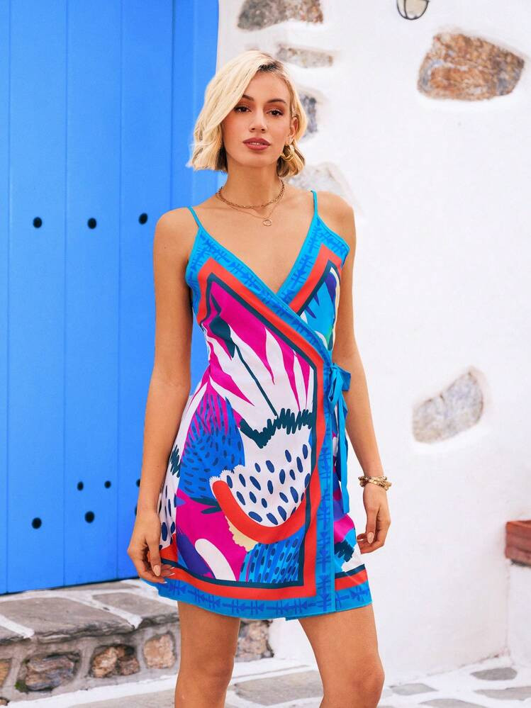 Vivid Eden Women's Summer Floral Print Tied-Waist Casual Cami Dress | SHEIN