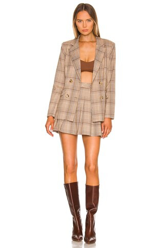 MAJORELLE Rhea Blazer in Tan Plaid from Revolve.com | Revolve Clothing (Global)