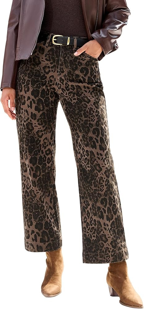 luvamia Wide Leg Jeans Woman Trendy High Waisted Leopard Cheetah Print Ankle Length Stretchy Deni... | Amazon (US)