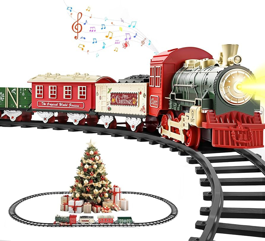 Luxspire Christmas Train Set with Lights and Sound, Classic Electric Train Set Around The Tree, T... | Amazon (US)