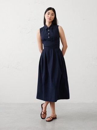 Dobby Wrapped Midi Shirtdress | Banana Republic Factory
