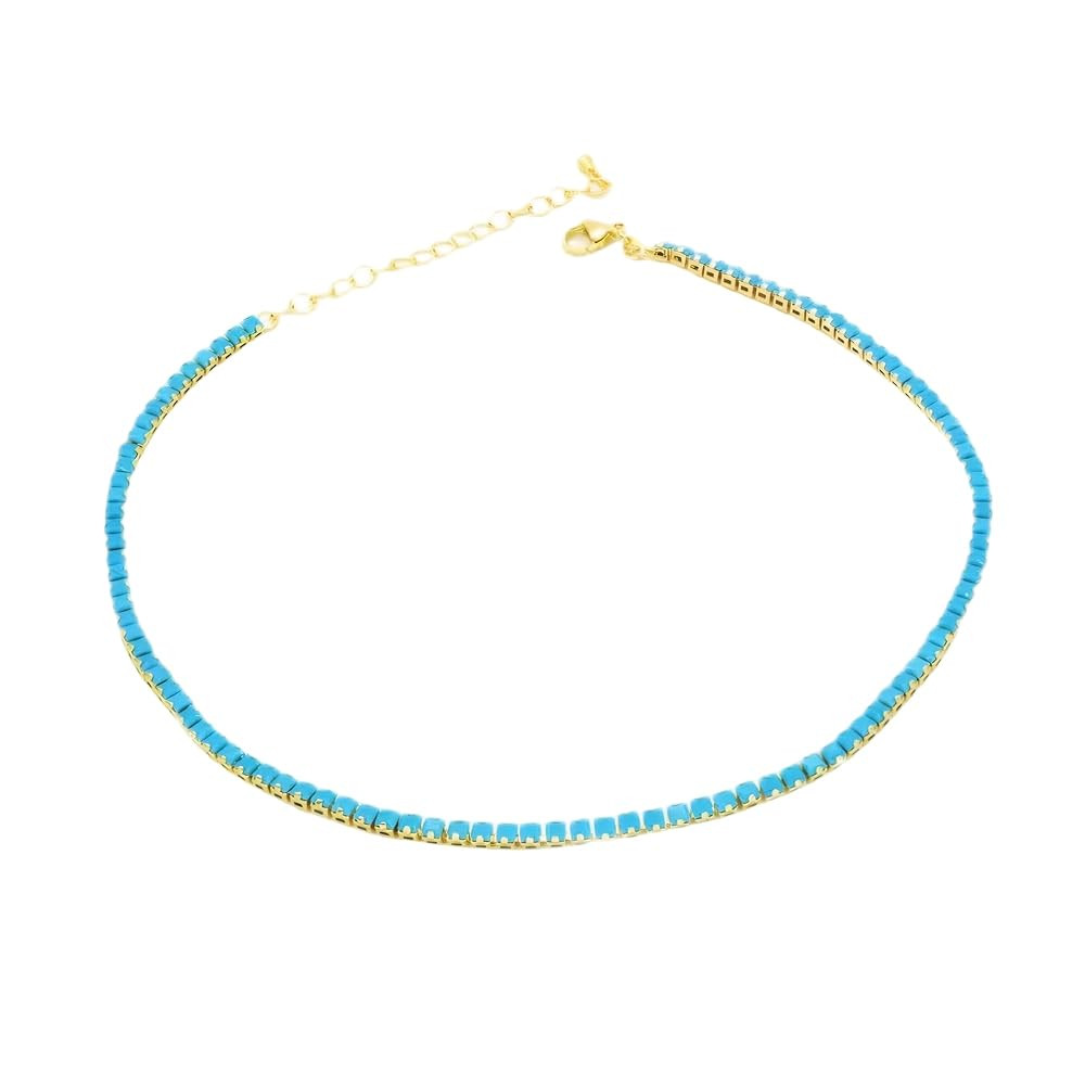 Boho Turquoise Beaded Necklace with Extender Chain Dainty Adjustable Gemstone Choker for Women Su... | Amazon (US)